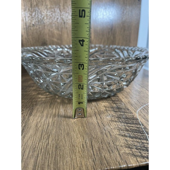 Anchor Hocking Stars And Bars Depression Glass-Serving Bowl 10in. Scalloped Edge - Picture 3 of 3